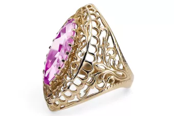 Améthyste Or jaune 14 carats Anneau Artisanat vintage vrc090y